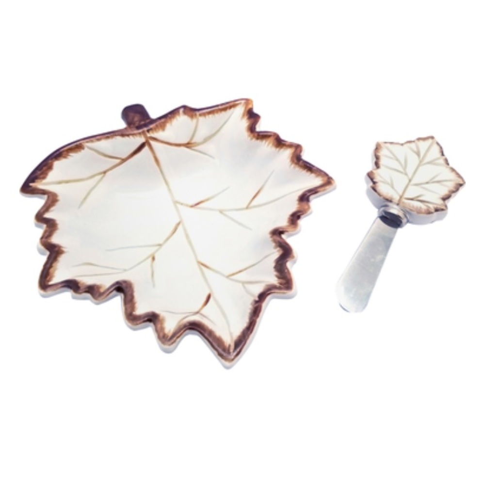 NEW Gibson Home Maple Leaf Bowl with Spreader